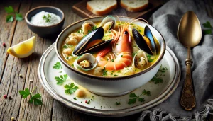 طريقة عمل شوربة السي فود باللبن والدقيق