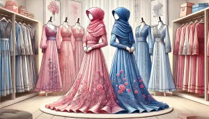 دريسات باللون الزهريو فساتين باللون الازرق للمحجبات