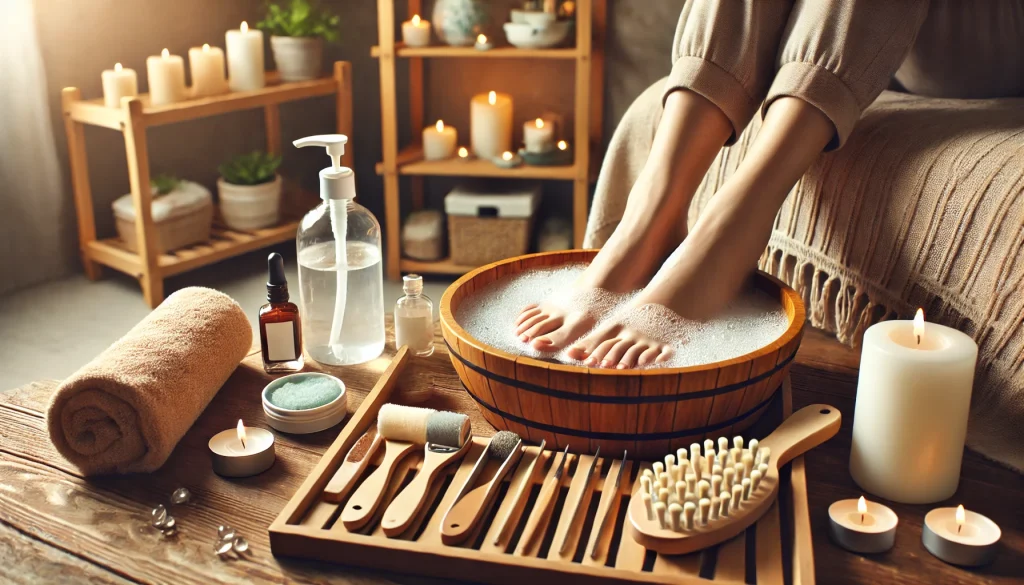 روتين العناية بالقدمين في المنزل