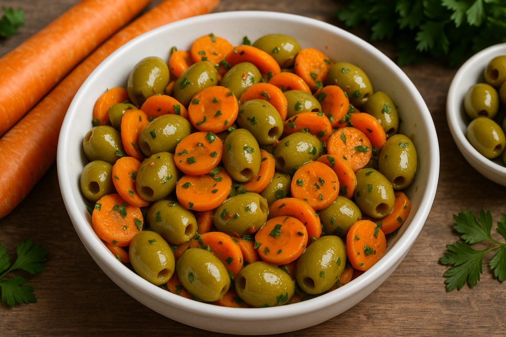 طريقة عمل سلطة الزيتون الأخضر مع الجزر